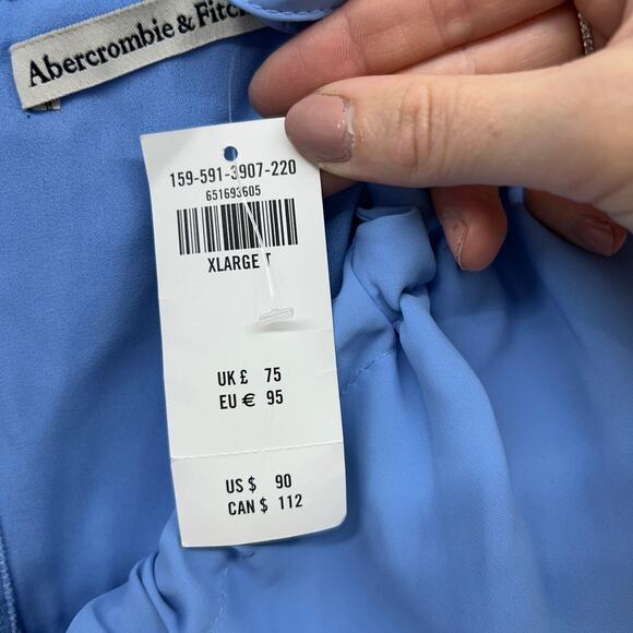 NEW Abercrombie Blue Tie Neck Slit Sleeveless Midi Dress XLT XL TALL - Picture 7 of 7